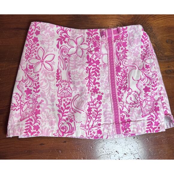 Lilly Pulitzer Girls Pink White Tiger Print Skort Skirt Sz 4T VTG White Label - Picture 1 of 7